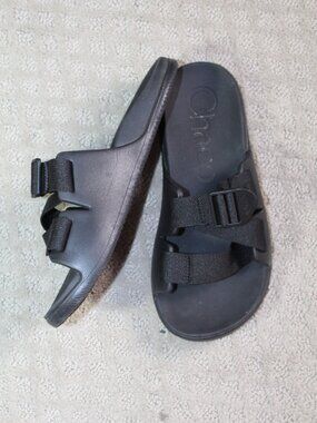 Chaco Women's Size 7 Black Nylon Strap Foam Mule Slide Sandals
